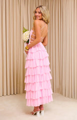 Georgie Pink Ruffle Maxi Dress