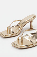 Girls Night Gold Strap Kitten Heels