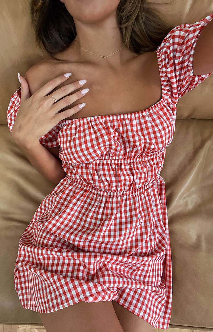 I'M Yours Red Gingham Mini Dress