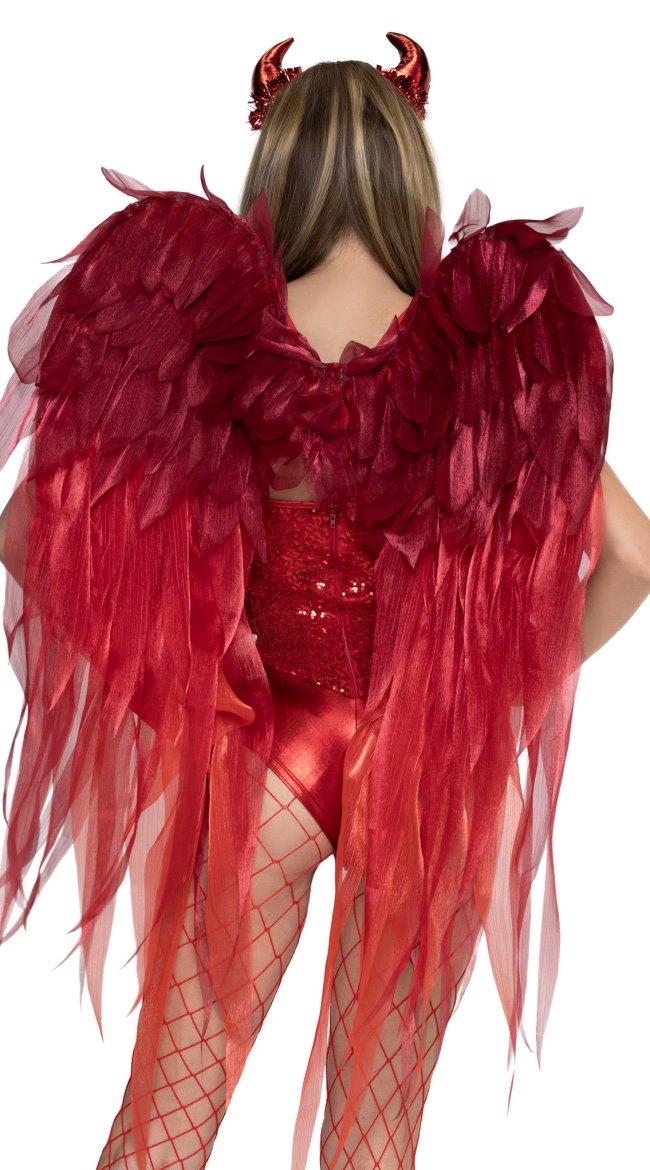 Two Piece Devil Ombre Chiffon Wings And Horn Headband - Image 6