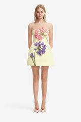 Roselle Appliqué Bustier Mini Dress - Agapanthus Print
