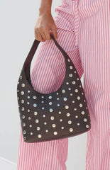 Peta & Jain Jenni Chocolate Pebbled Studded Pu Bag