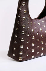 Peta & Jain Jenni Chocolate Pebbled Studded Pu Bag