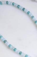 Roche Blue Beaded Flower Charm Necklace