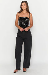 She'S Yours Black Wide Leg Boyfriend Jeans