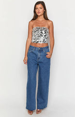 She'S Yours Mid Wash Denim Wide Leg Boyfriend Jeans