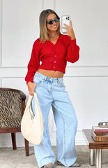 She'S Yours Light Wash Denim Wide Leg Boyfriend Jeans