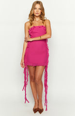 She'S The One Fuchsia Tassel Mini Dress