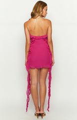 She'S The One Fuchsia Tassel Mini Dress