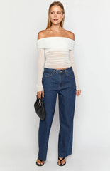 She'S Yours Dark Wash Denim Wide Leg Boyfriend Jeans