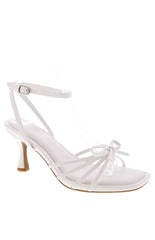 Vero White Pu Bow Front Strappy Heels
