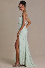 Embellished Corset Gown In Sage Green