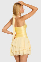 Satin Corset Mini Dress In Butter