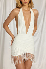 Halterneck Mini Dress In White