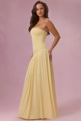Jersey Strapless Gown In Butter