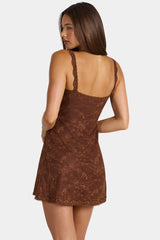 Lace Mini Dress In Cocoa Brown