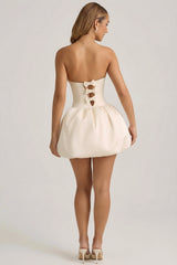 Convertible Bow-Detail Bubble Hem Midaxi Dress In Ivory