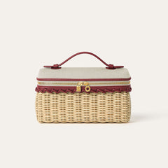 Loro Piana Extra Pocket L19 East-west Wicker Cotton Linen Rattan Multicolor Pattern Spring Summer Collection Top Handle  Bag Bags FAQ9101 #84358A