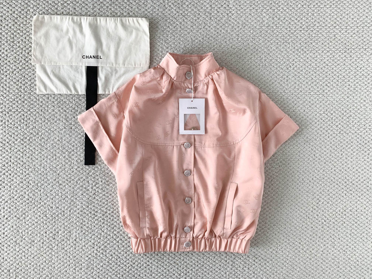CHANEL Jacket Silk Taffeta Light Pink #386909