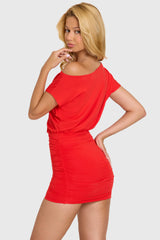 Modal Off-Shoulder Mini Dress In Cherry