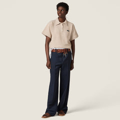 MiuMiu White Camel Brown Cotton Polo Shirt #386350