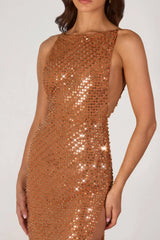 Embellished Maxi Dress In Bronze