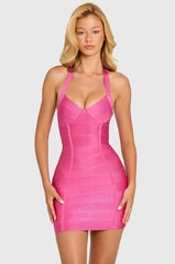 Bandage Bodycon Mini Dress In Raspberry