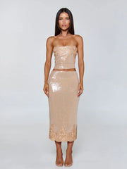 Saela Midi Skirt Beige
