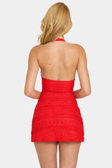 Lace Mini Dress In Cherry