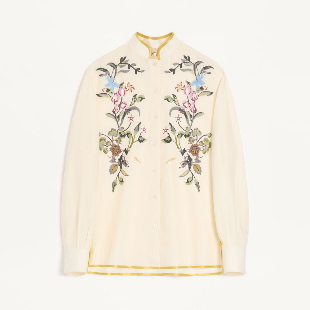 Valentino Embroidered Linen Shirt for Woman in Ivory #382492
