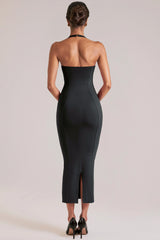 Halterneck Midaxi Dress In Black