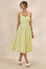 Naz | Lemon Broderie Halter-Neck Midi Dress