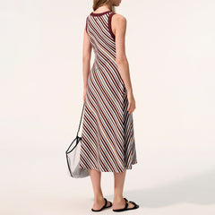 CHANEL Long Dress Cotton Brown White Black #386328