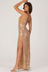Embellished Maxi Dress In Gold