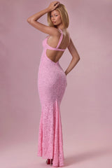 Lace Sweetheart-Neck Gown In Blush Pink