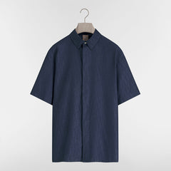 DIOR Dior Oblique Short-Sleeved Shirt and Shorts Blue Cotton-Silk Jacquard #387471