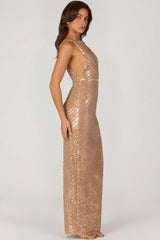 Embellished Maxi Dress In Gold