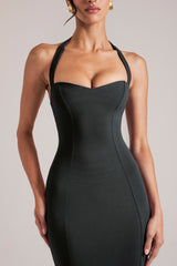 Halterneck Midaxi Dress In Black