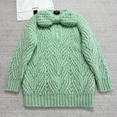Chanel 25K Fall/Winter Haute Couture Collection Long Sleeves Short Dress Mohair And Wool Light Green #332110