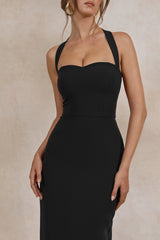 Heloira | Black Sweetheart-Neck Maxi Dress