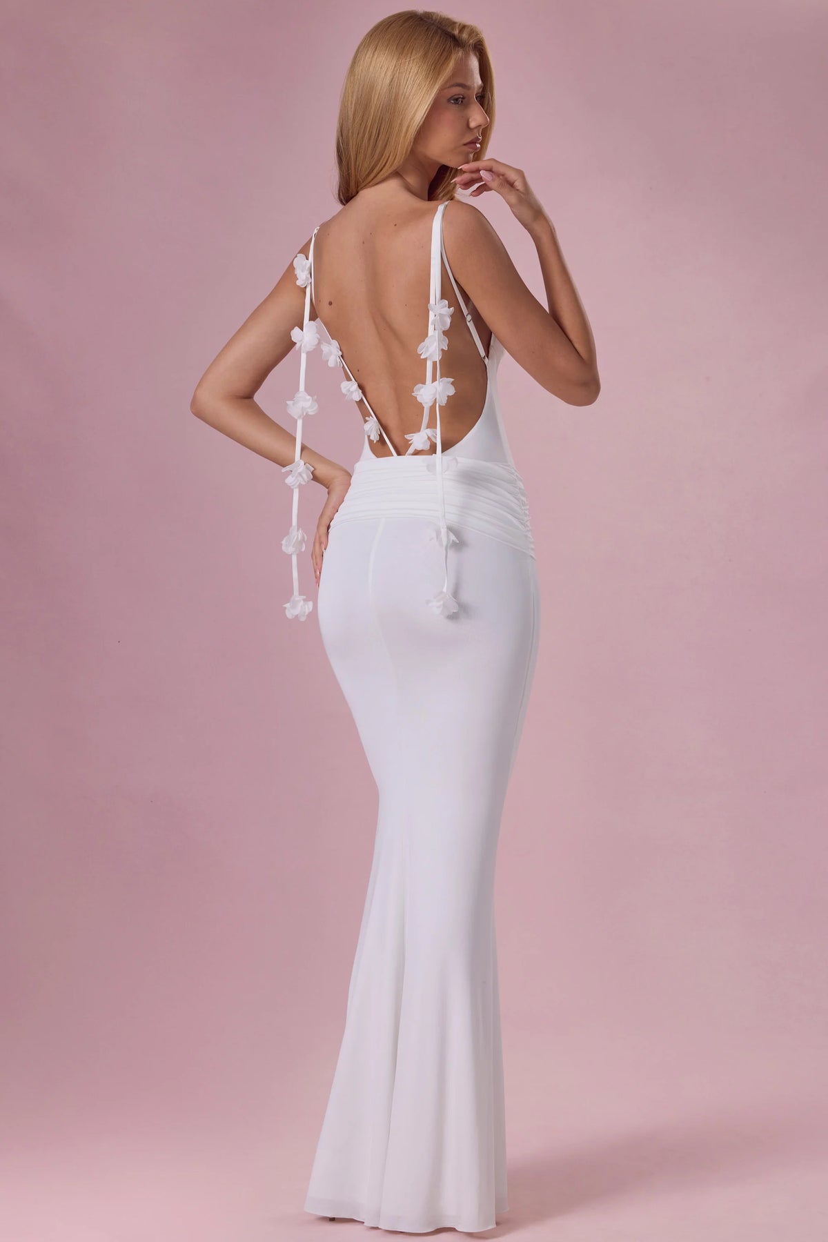 Jersey Draped Gown In Coconut