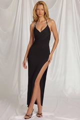Halterneck Maxi Dress In Black