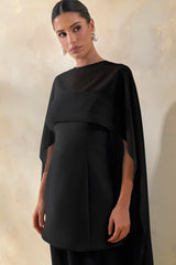 Muriel | Lemon Boat-Neck Volume-Hem Midi Dress