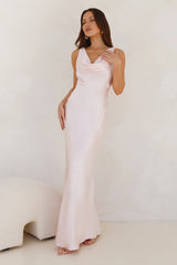 Seen For You Cowl Neck Satin Maxi Dress Pink