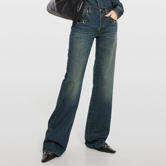 GUCCI Cotton Denim Pants With Horsebit in Blue #386913