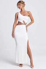 Hardware Detail One-Shoulder Maxi Dress In Coconut