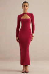 Felicienne | Red High-Neck Maxi Dress With Twisted Cut-Out
