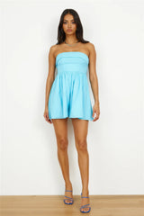 Caught Feelings Romper Blue