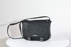 Chrome Hearts  vintage Cross-stitch Flap Shoulder Bag Messenger Style Cowhide Leather 925 Sterling Silver Hardware Total Silver Weight: Approx. 116g #81943A