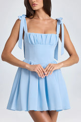 Draped Corset Mini Dress In Sky Blue